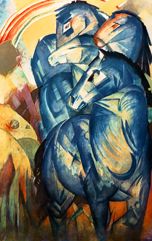 Turm der blauen Pferde (Aufnahme eines Lichtdrucks, Original nach dem im Krieg verschollen) von Franz Marc