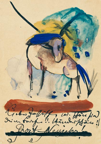 Pferd. (Auf Postkarte an Else Lasker-Schüler) von Franz Marc