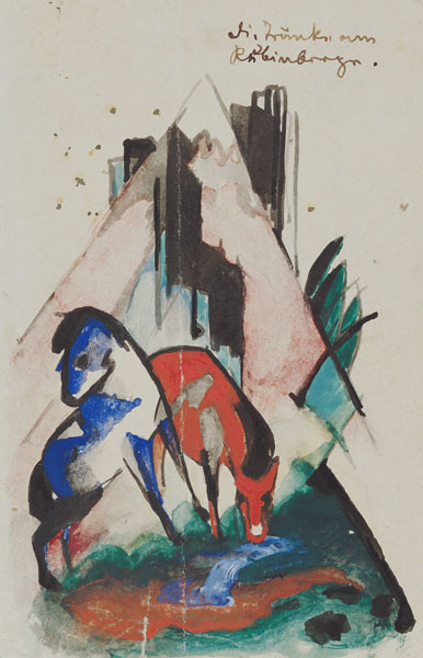 Tränke am Rubinberge (Postkarte an Else Lasker-Schüler) von Franz Marc