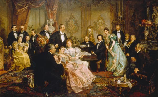 Ein Abend bei Johann Strauss. - Franz von Bayros als Kunstdruck oder  Gemälde.