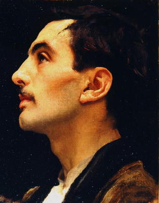 Head of an Italian Model, c.1855 (oil on canvas) von Frederic Leighton