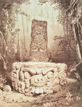 Mayan temple, Honduras (engraving) C19th