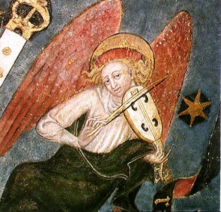 Angel musician playing a viol, detail from the vault of the crypt von French School