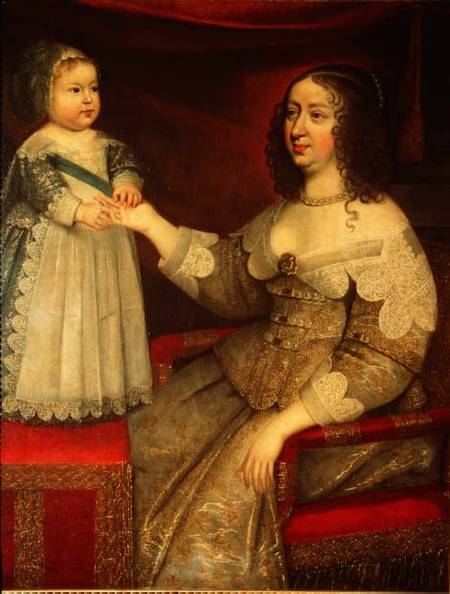 Anne of Austria (1601-66) with her son Louis XIV (1638-1715) von French School