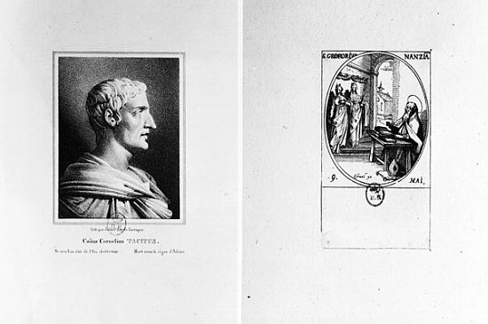 Gaius Cornelius Tacitus (AD 56-c.120) ; engraved by Julien (litho) and St. Gregory of Nazianzus (c.3 von French School