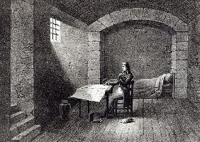 Brigadier-General Bonaparte in prison in the Fort Carre in Nice; engraved by Jean-Baptiste Jobard (1