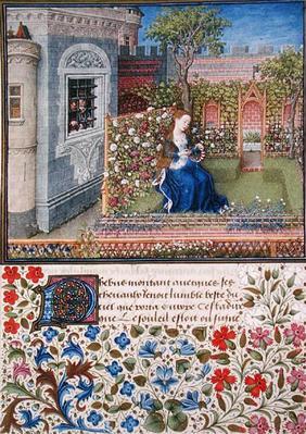 Ms. 2617 Emilia in her garden, Plate 22, from 'Teseida', by Giovanni Boccaccio (1313-75), 1468 20th