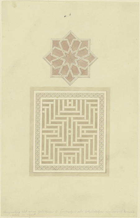 Dekorative Muster von Holzgittern (Maschrabiyya) von einem Privathaus in Syout von Friedrich Maximilian Hessemer