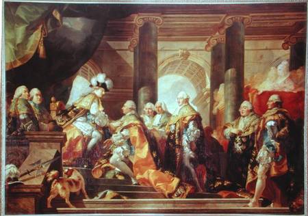 Louis XVI (1754-93) King of France, Receiving the Homage of the Knights of the Order of St. Esprit a von Gabriel-François Doyen