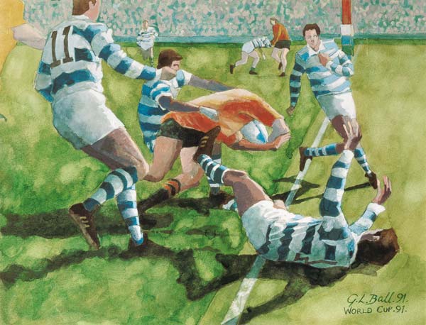 Rugby Match: Australia v Argentina in the World Cup, 1991 (w/c)  von Gareth Lloyd  Ball