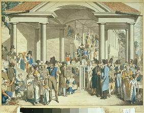 Health Community at the Karlsbader Fountain, 1810 (aquatint drawing)