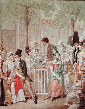 The Terrace of the Cafe de la Rotonde in 1814