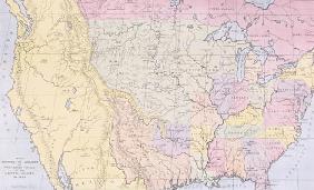 Map showing the localities of the Indian tribes of the US in 1833, illustration from 'The Indian Tri 17th