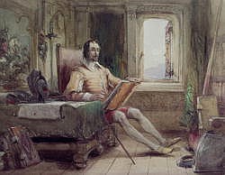 Don Quixote in his Study von George Cattermole