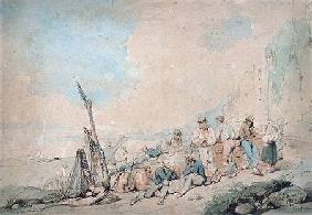 Coast Scene with Figures near a wall