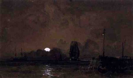 Sunderland Harbour: Moonlight von George the Elder Chambers