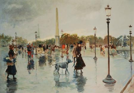 Auf der Place de la Concorde bei Regen