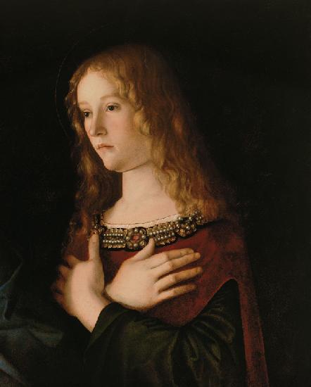 Maria Magdalena, Ausschnitt von "Jungfrau und Kind mit der heiligen Katharina und Maria Magdalena" um 1500