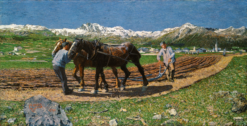 Das Pflügen (L`aratura) von Giovanni Segantini