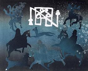 Pictish Hunting Scene I, 1995 (monotype) 