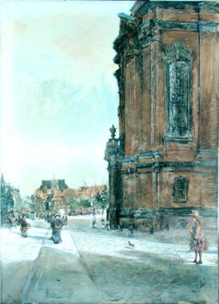 Street Scene near St. Michael's Church in Hamburg von Gotthard Kuehl