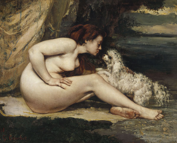 Femme nue au chien von Gustave Courbet