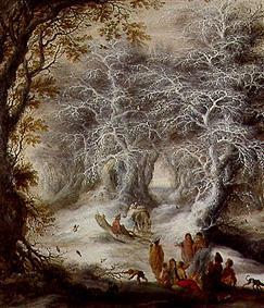 Winterlandschaft mit lagernden Zigeunern