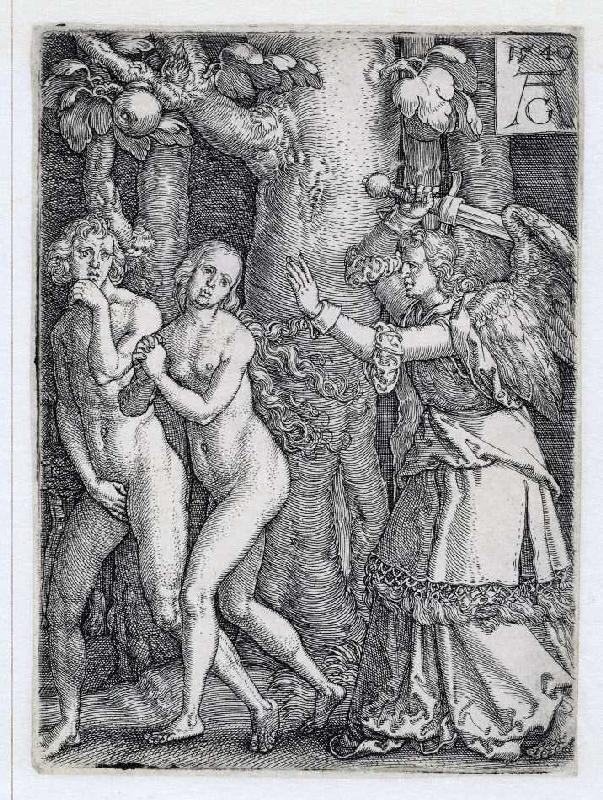 Die Geschichte von Adam und Eva: Die Vertreibung aus dem Paradies von Heinrich Aldegrever