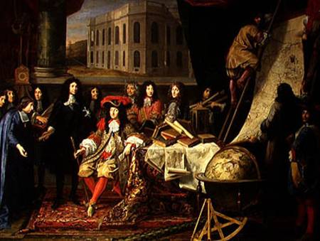 Jean-Baptiste Colbert (1619-83) Presenting the Members of the Royal Academy of Science to Louis XIV von Henri Testelin