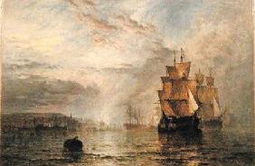 Shipping Becalmed in an Estuary at Evening 1878