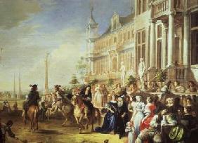 An Elegant Company Before a Palace 1668