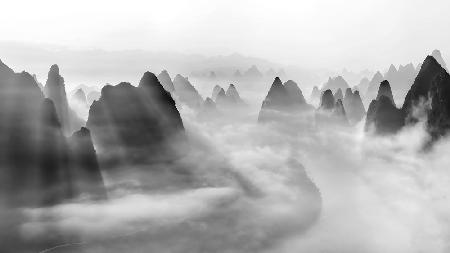 Yangshuo-Morgennebel