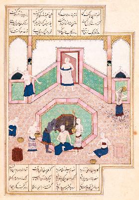 Ms D-212 fol.28b The Turkish Bath c.1550