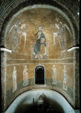 Christ in Majesty inbetween the Archangels Michael and Gabriel above Four Doctors of the Church