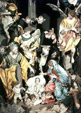 The Nativity, made in Naples, detail of the central section