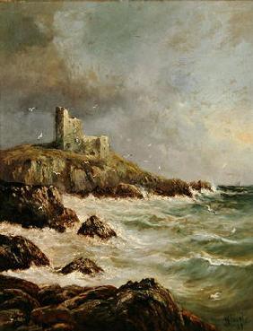 Ruined Castle on Rocky Shore, 1889 (oil on canvas) 19th