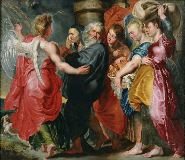 Die Flucht Lots und seiner Familie aus Sodom (nach Rubens) von Jacob Jordaens