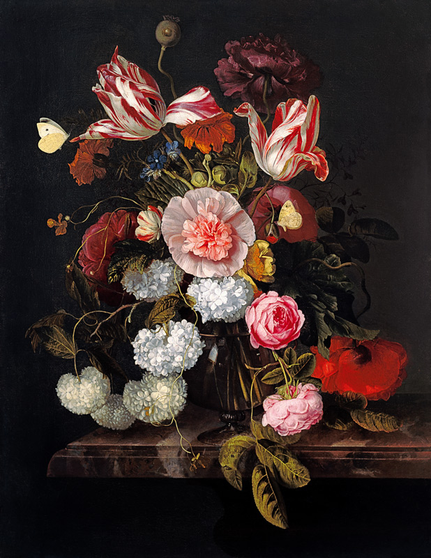 Stillleben mit Blumen - Jacob van Walscapelle als Kunstdruck oder Gemälde.