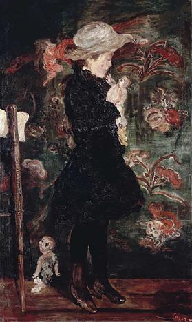 Madchen mit Puppe, 1884 James Ensor (1860-1949), Öl auf Leinwand, 149x91 cm. Belgien, 19. Jahrhunder