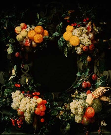 Garland of fruit around an empty niche von Jan Frans van Son