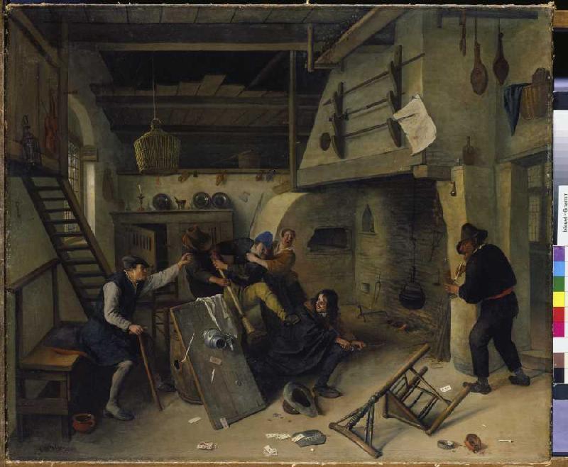 Schlägerei zwischen Kartenspielern in einer Schenke von Jan Steen