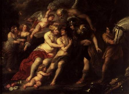 Hercules between Vice and Virtue - Jan van den Hoecke als Kunstdruck oder  Gemälde.