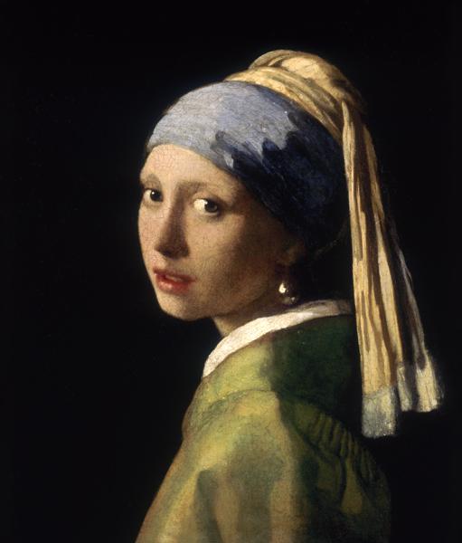 Das Mädchen mit dem Perlenohrring (Perlenohrgehänge). Vor der Restauration. um 1665