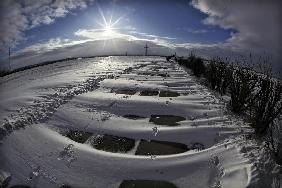 Winter in Germany - Snow obstructs traffic