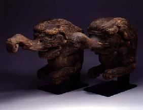 Pair of Baku Gargoyle Beam Ends, early Edo Period