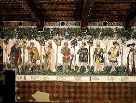 The Nine Worthies and the Nine Worthy Women, detail of Julius Caesar, Joshua, King David, Judas Macc 1418-30