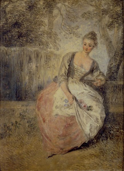 Watteau / L Amante inquiete / c. 1716/18 von Jean-Antoine Watteau