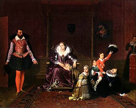 Henri IV (1553-1610) King of France and Navarre Playing with his Children as the Ambassador of Spain von Jean Auguste Dominique Ingres
