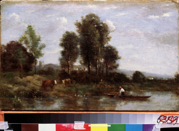 Landschaft mit Fluss von Jean-Baptiste Camille Corot