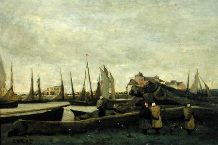 Treport - A Quay von Jean-Baptiste Camille Corot